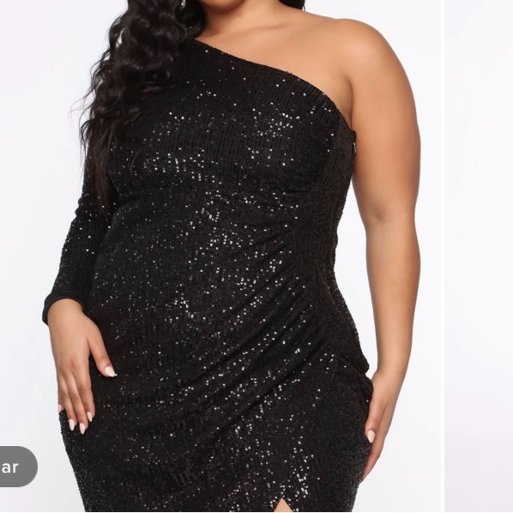 Black Sequined one sleeve dress